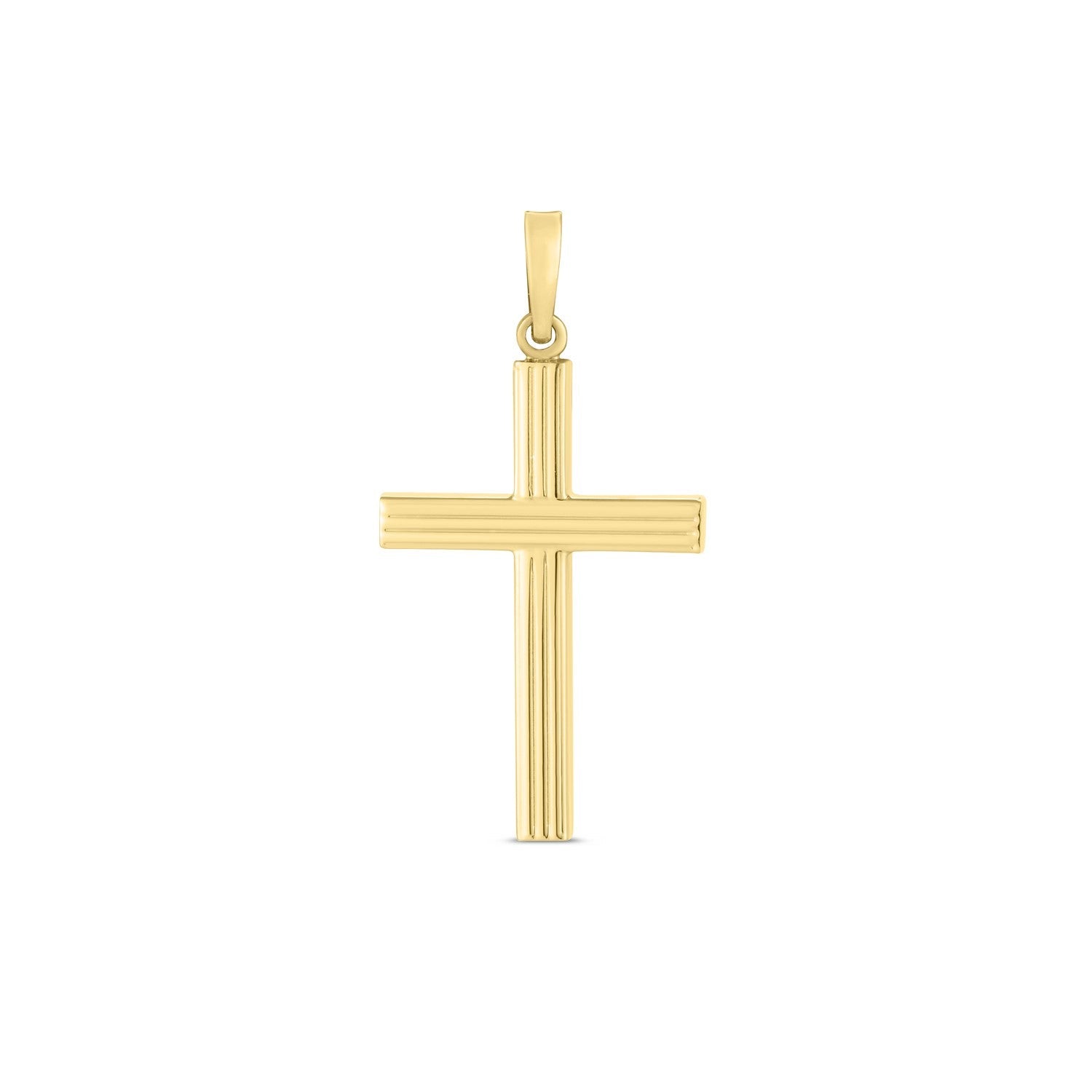 14k Yellow Gold High Polish Ribber Cross Pendant - PhishStones Products