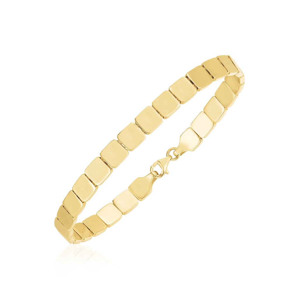 14k Yellow Gold High Polish Square Link Bracelet - PhishStones Products