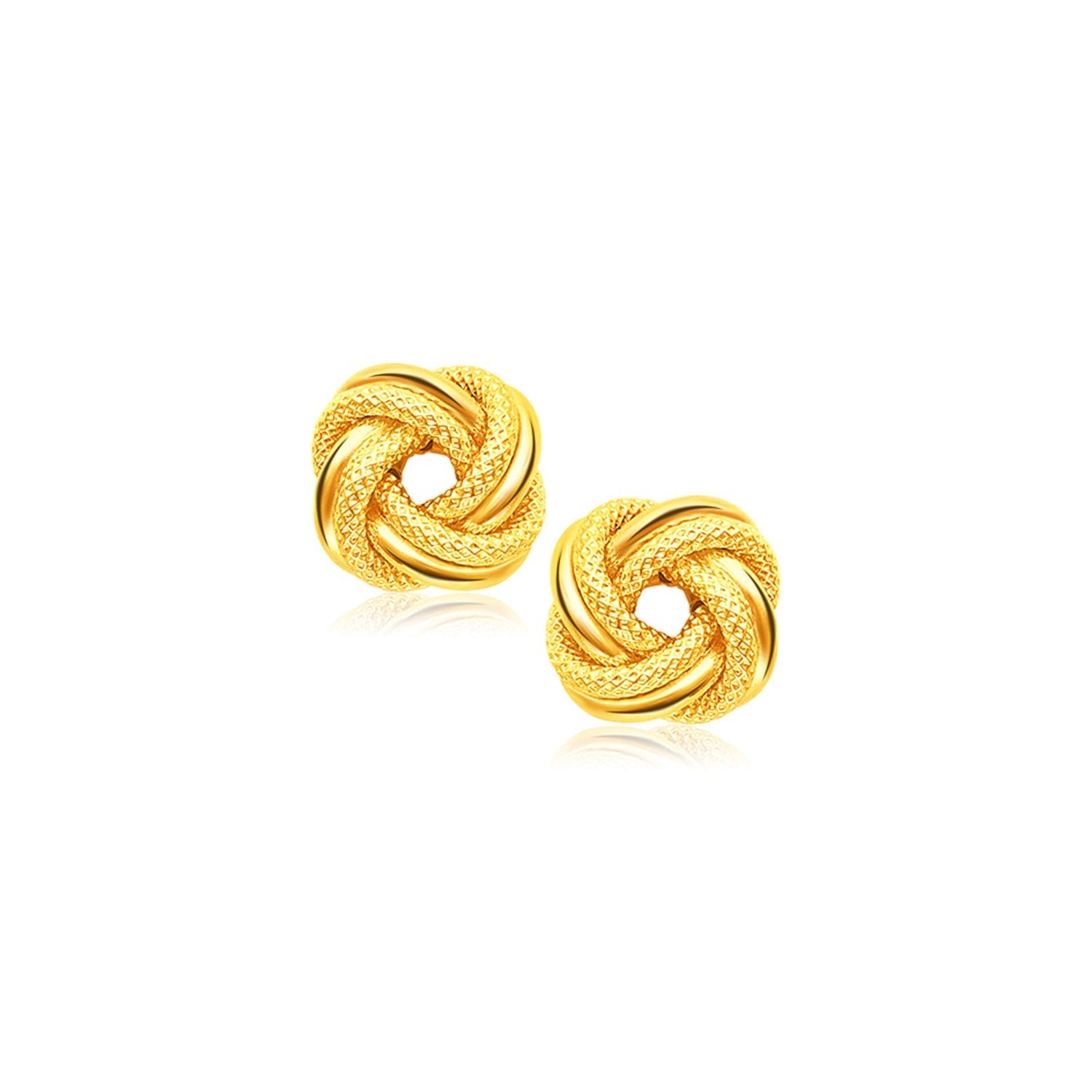 14k Yellow Gold Intertwined Love Knot Stud Earrings - PhishStones Products