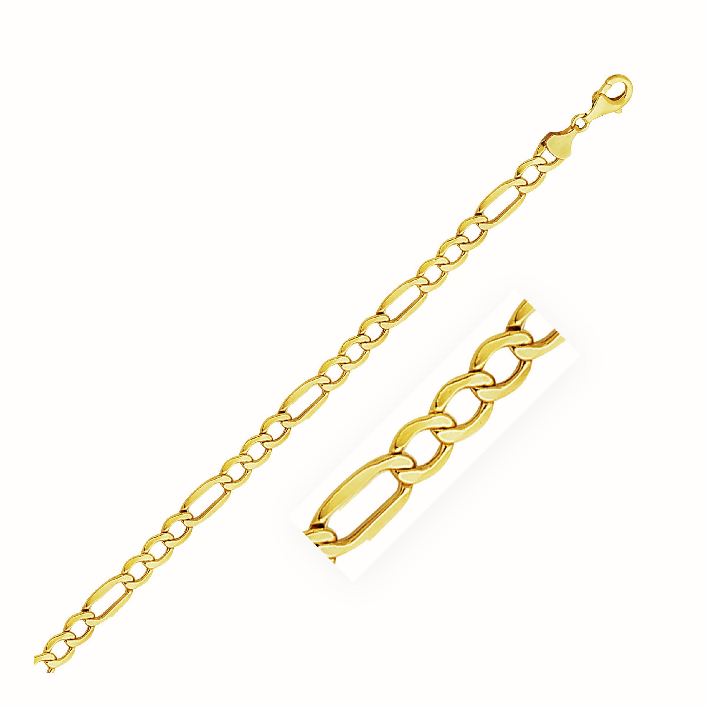 14k Yellow Gold Lite Figaro Chain (6.60 mm) - PhishStones Products