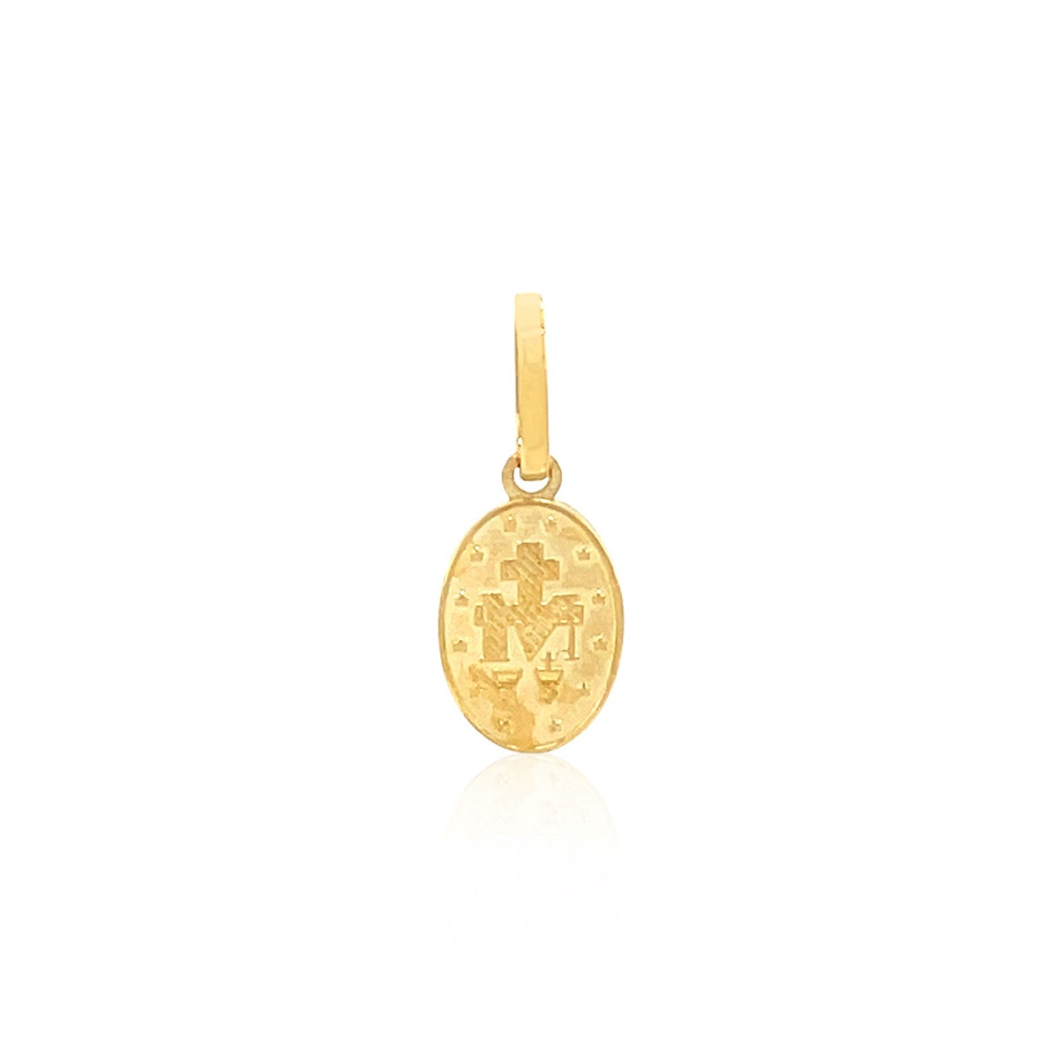 14k Yellow Gold Oval Religious Medal Pendant - PhishStones Products