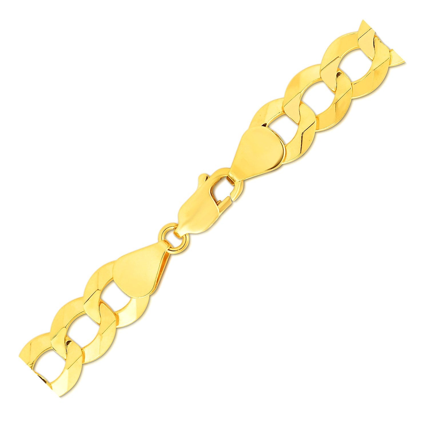14k Yellow Gold Solid Curb Bracelet 10.0mm - PhishStones Products