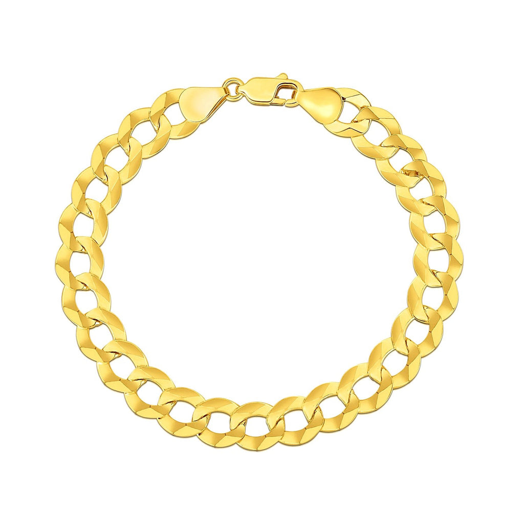 14k Yellow Gold Solid Curb Bracelet 10.0mm - PhishStones Products