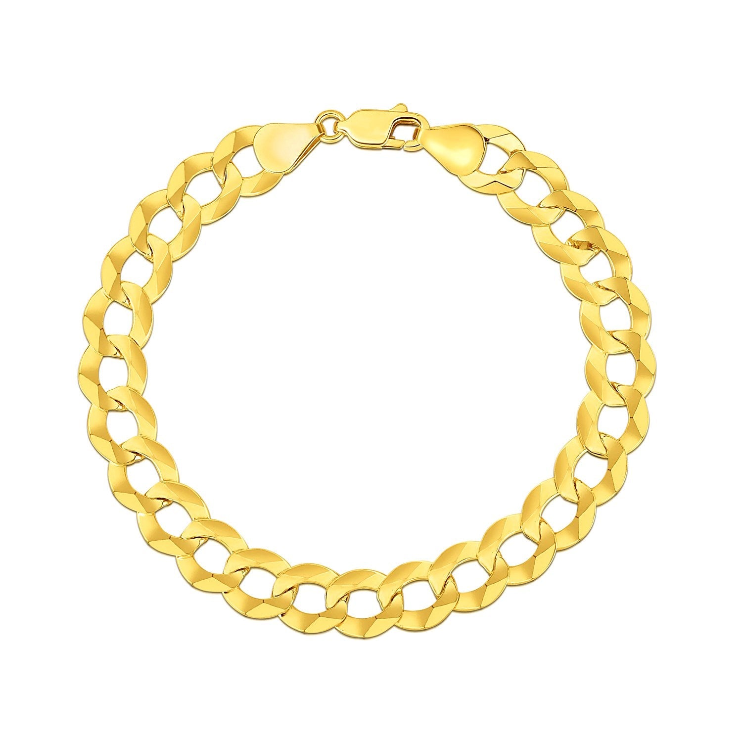 14k Yellow Gold Solid Curb Bracelet 10.0mm - PhishStones Products