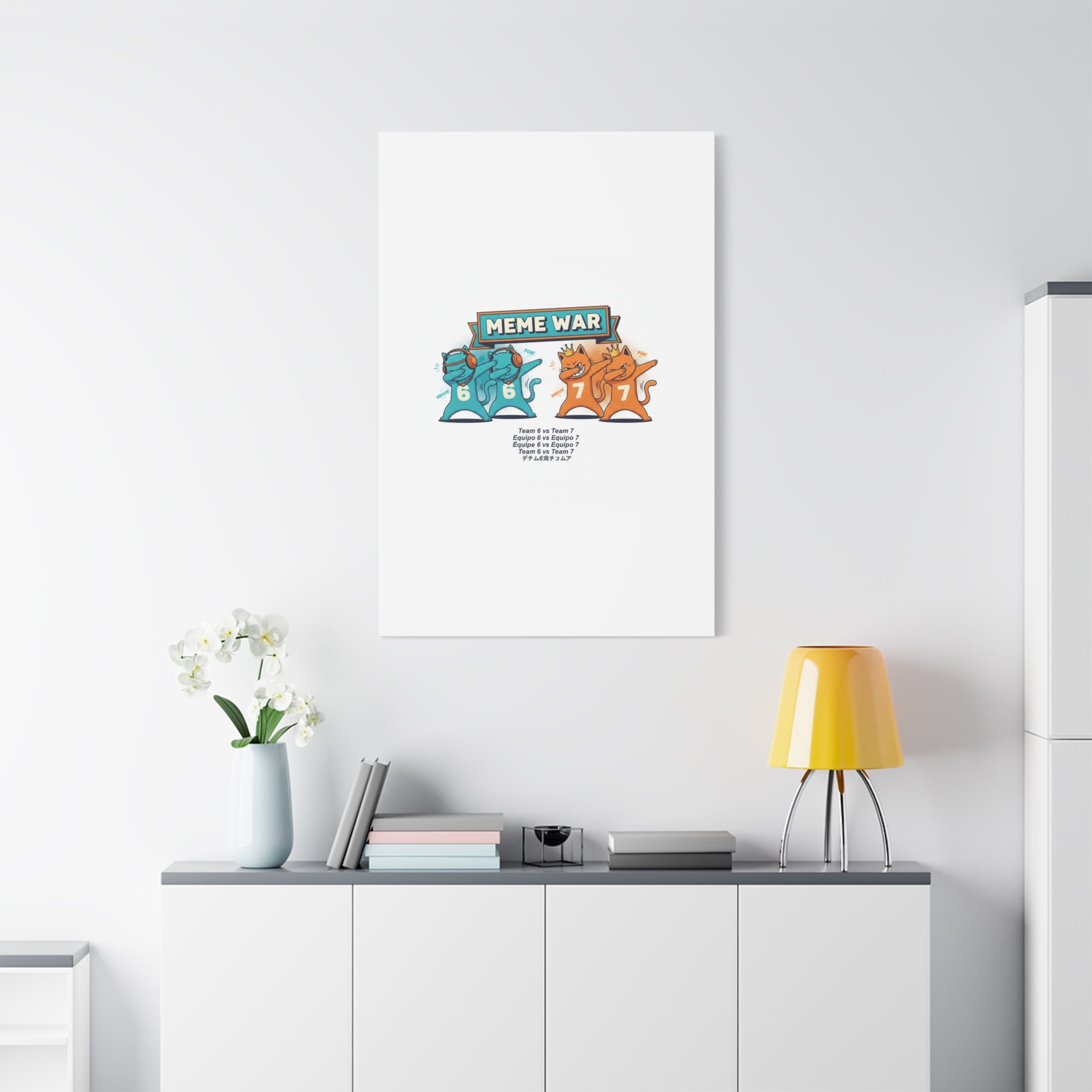 Meme War: Six vs. Seven Canvas Wall Art
