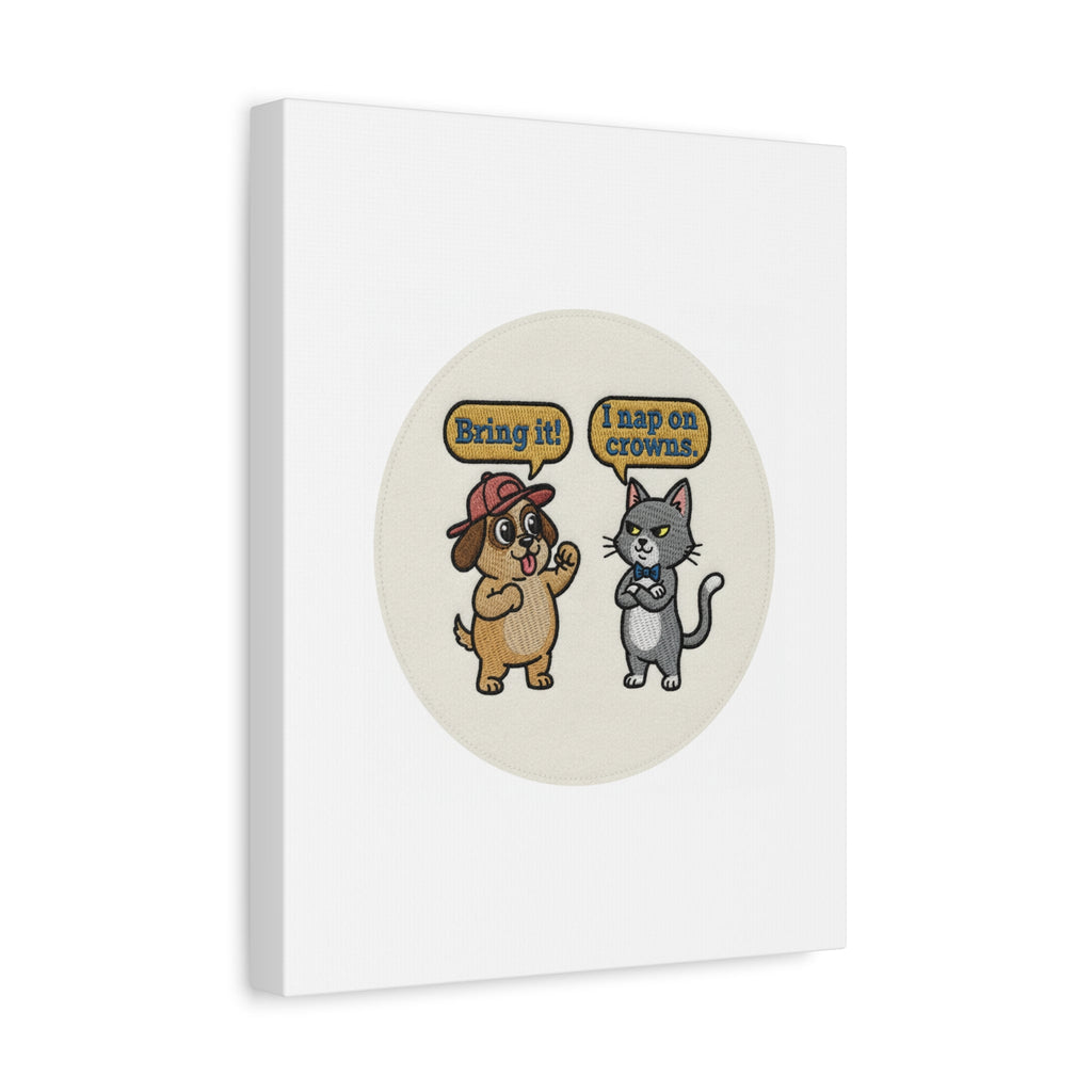 Funny Cat vs Dog Canvas | Pet Rivalry Wall Art