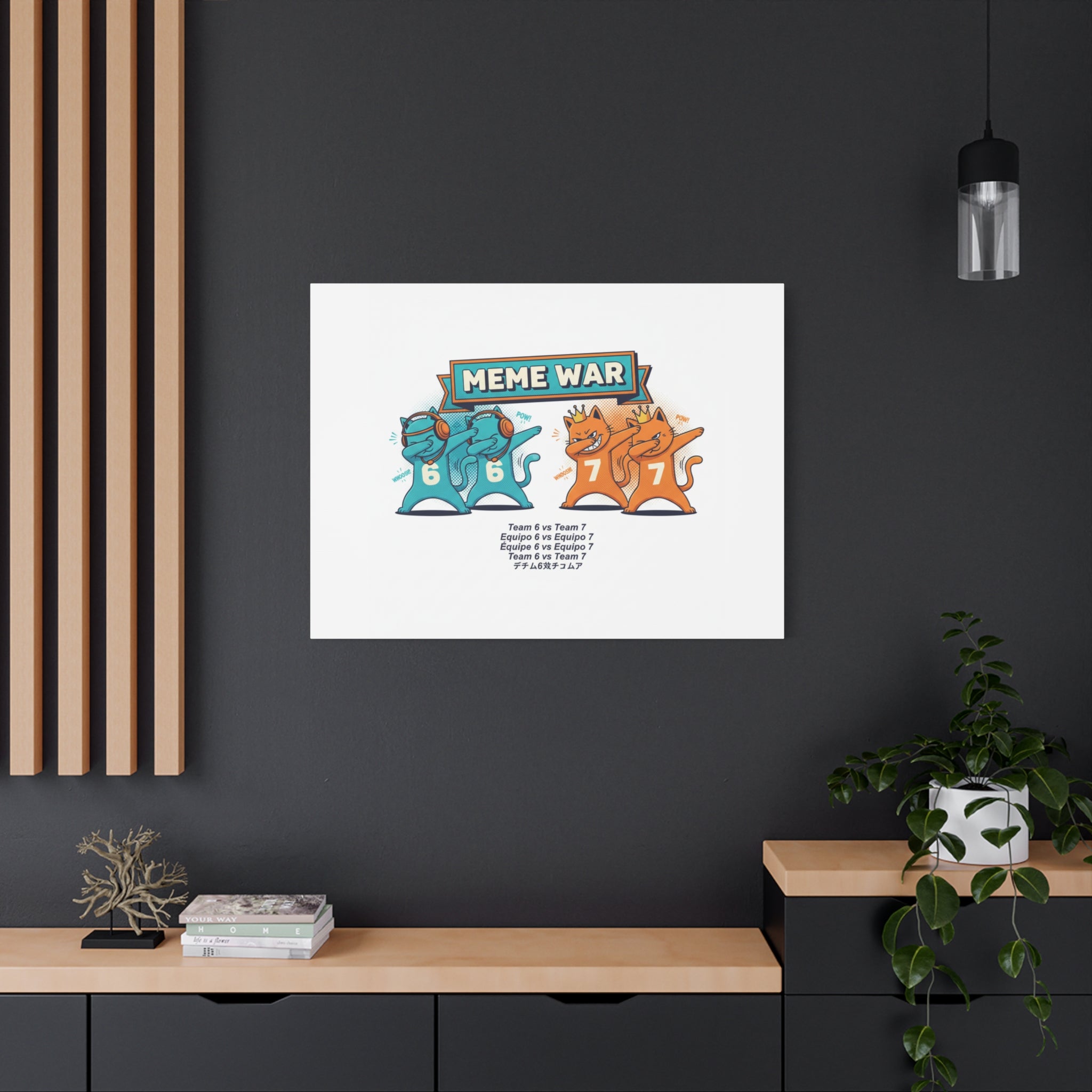 Meme War: Six vs. Seven Canvas Wall Art
