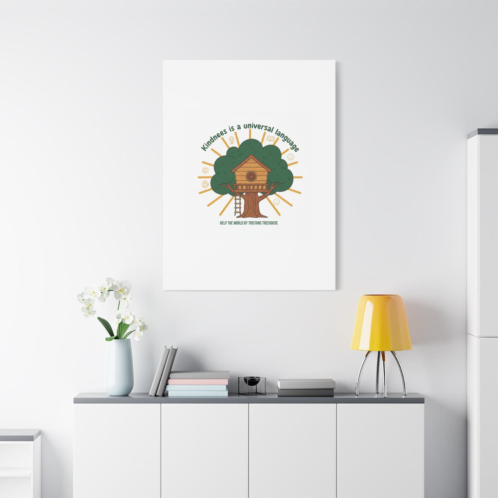 Kindness Is a Universal Language Canvas | Eco Humor, Treehouse Art