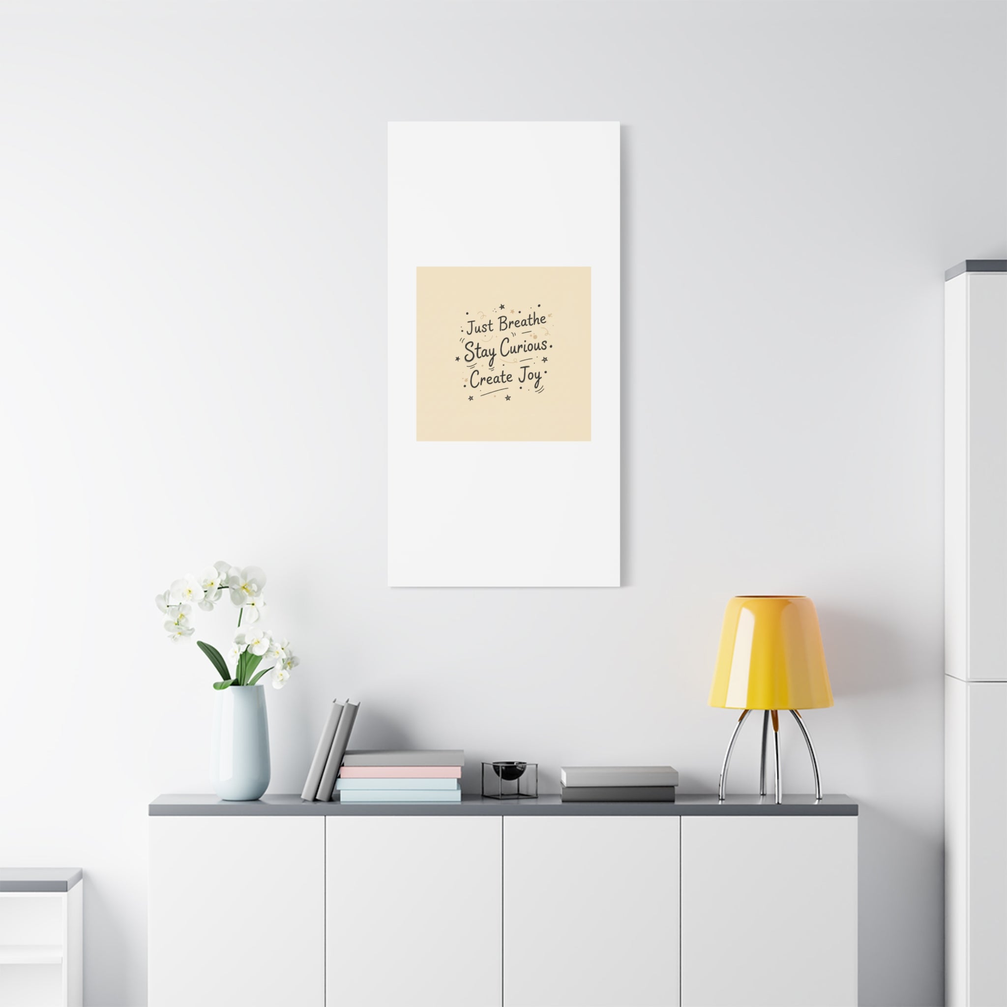 Just Breathe Stay Curious Create Joy Canvas | Messy Handwritten Typography, Doodle Text Art