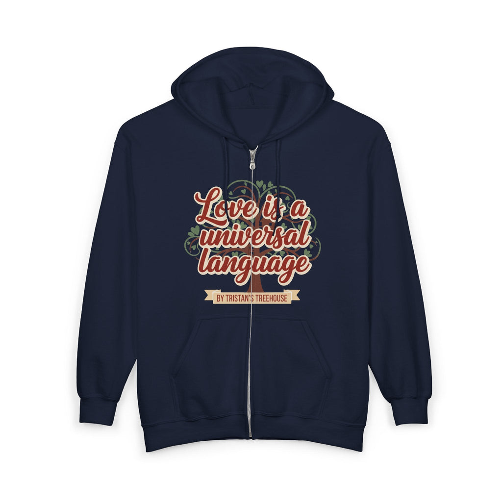 Love Vibes Zip Hoodie —Tristan’s Treehouse  Rustic Lakeside Circle Illustration