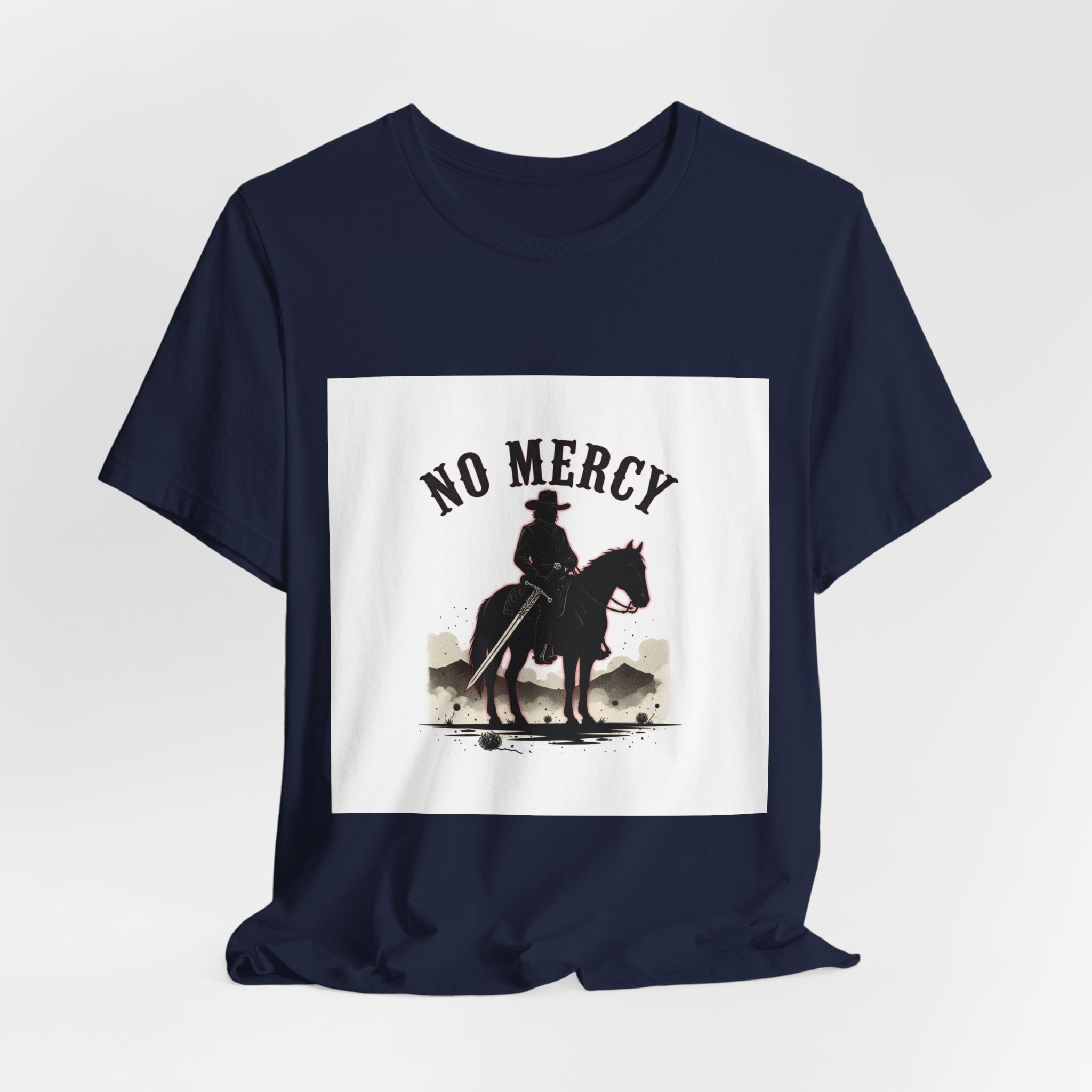 No Mercy Cowboy Skull Tee | Western-Gothic, desert noir design