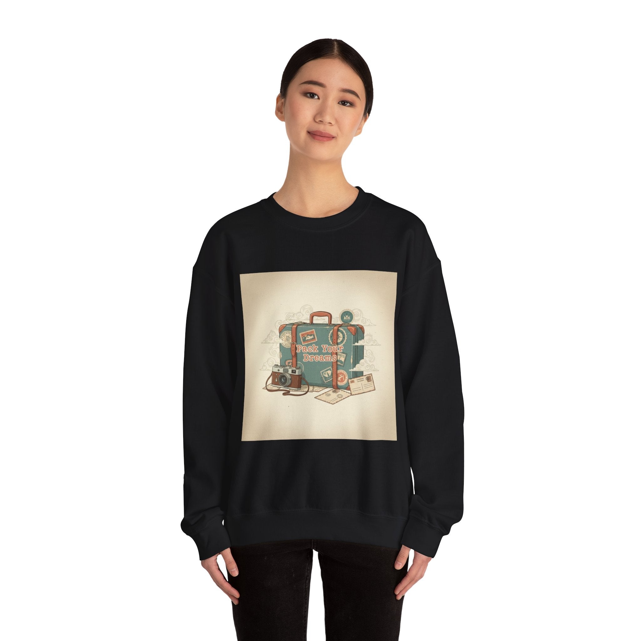Vintage Passport Stamp Luggage Crewneck Sweatshirt | retro travel postcard, wanderlust design