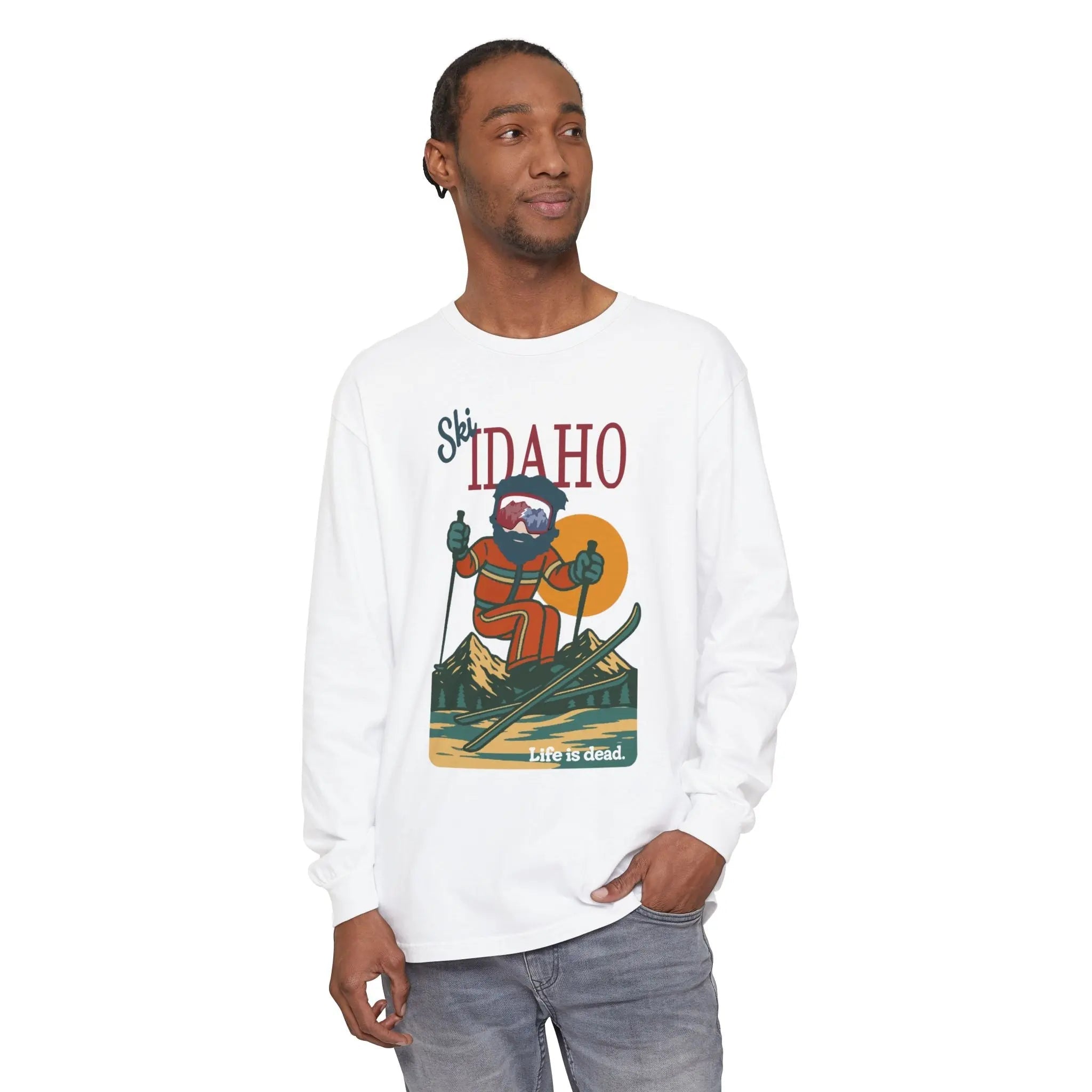 Ski Idaho - Life is dead.® Mountain Collection Garment-Dyed Long Sleeve T-Shirt