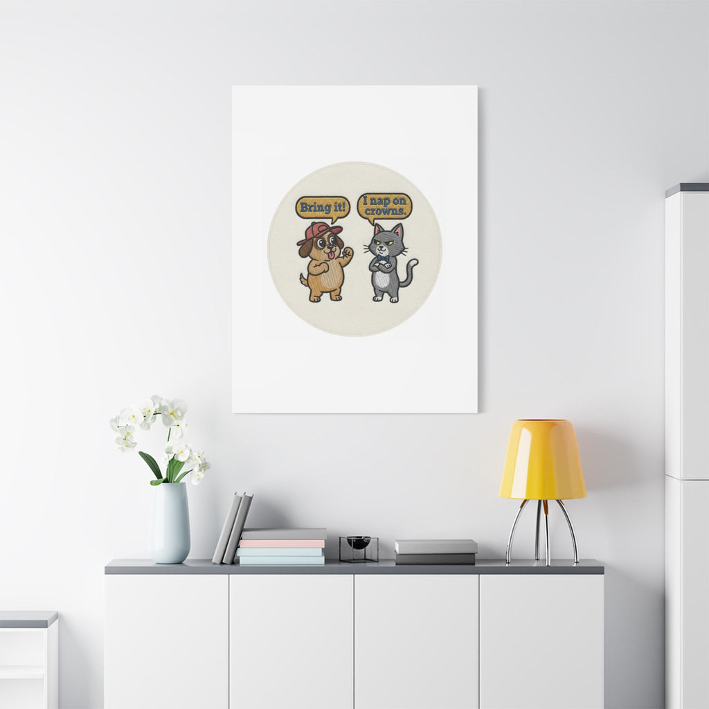 Funny Cat vs Dog Canvas | Pet Rivalry Wall Art