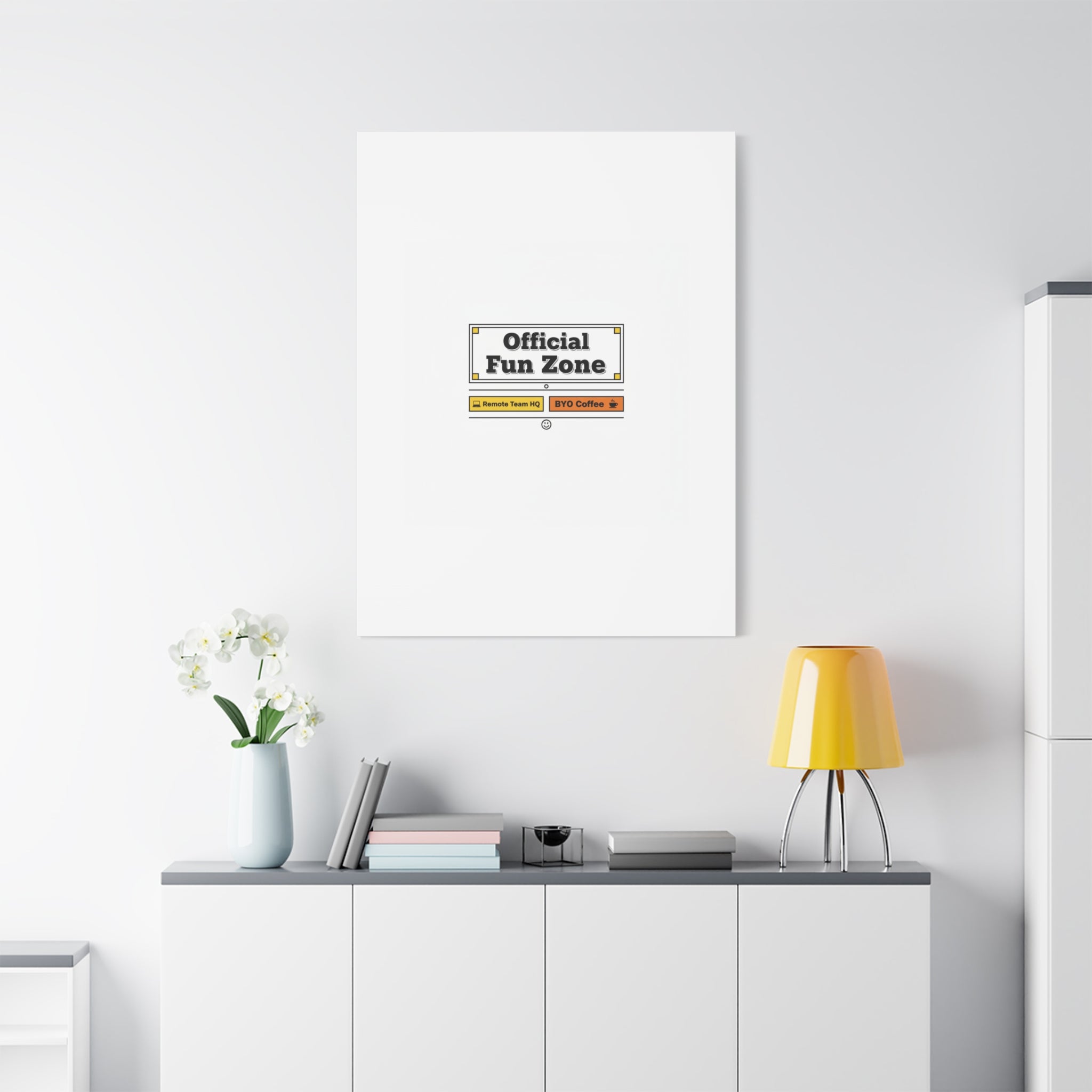 Official Fun Zone Canvas, Office Sign Parody, Workplace Humor, Notice Label
