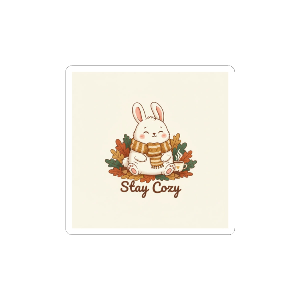 Stay Cozy Bunny Sticker | cozy critter sticker, winter forest art
