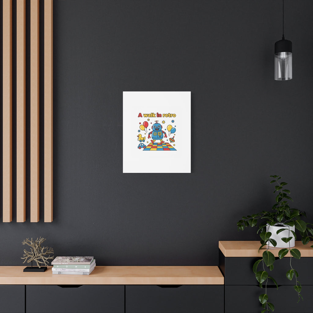Retro Toy Robot Canvas | Throwback Kid, Primary Color Nostalgia
