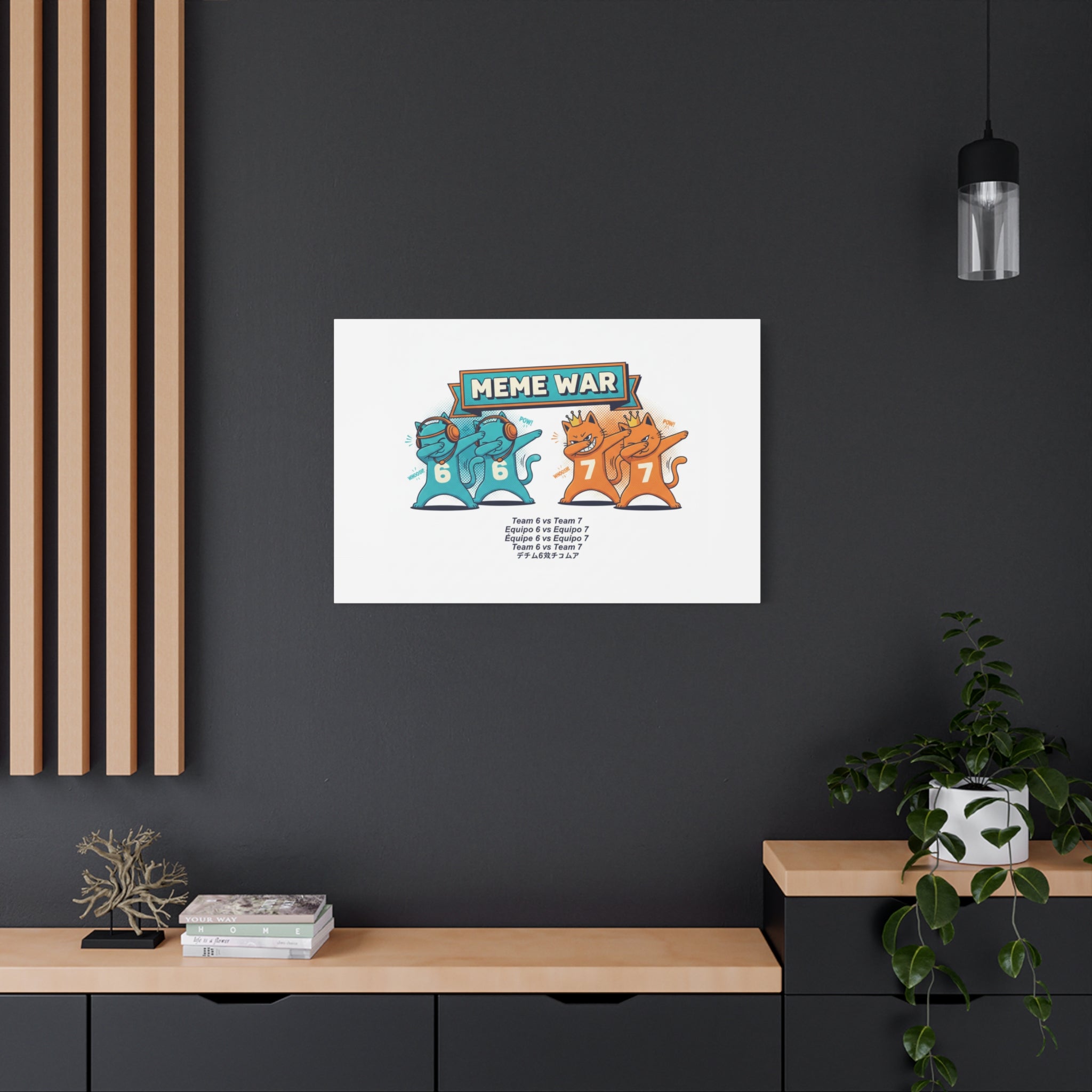 Meme War: Six vs. Seven Canvas Wall Art