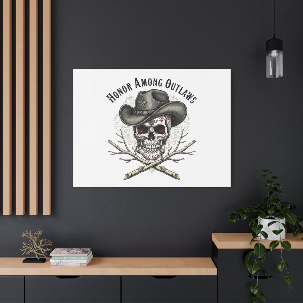 Honor Among Outlaws Canvas | Western Skull Art, Gothic Americana Desert Noir