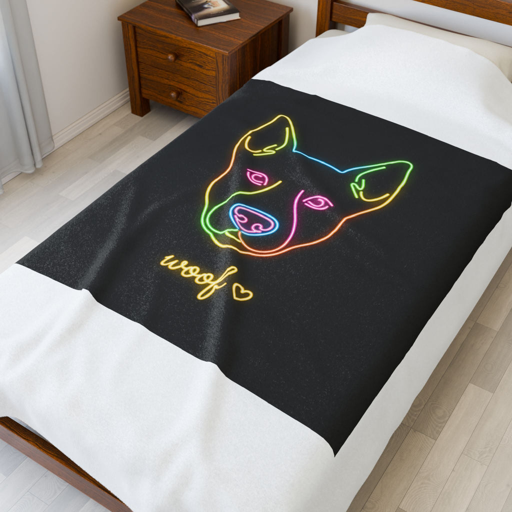 Neon Dog 'woof' Plush Blanket | Office Humor, Meeting Meme