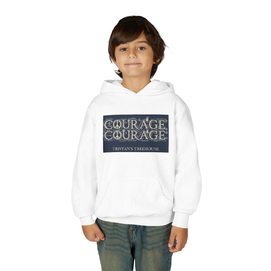 Youth Hoodie — 'Courage' Front & 'Peace Is a Universal Language' Back Graphic Sweatshirt