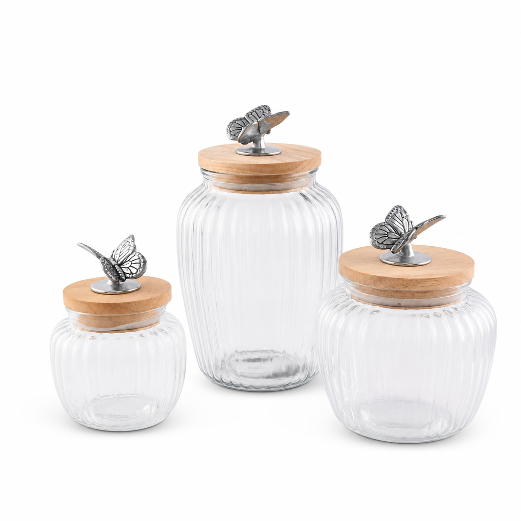 Butterfly Knob Glass Canisters