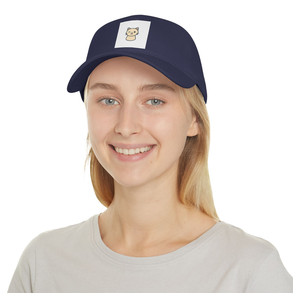 Cute Cat Patch Baseball Cap — Minimalist Kitten Embroidered Hat