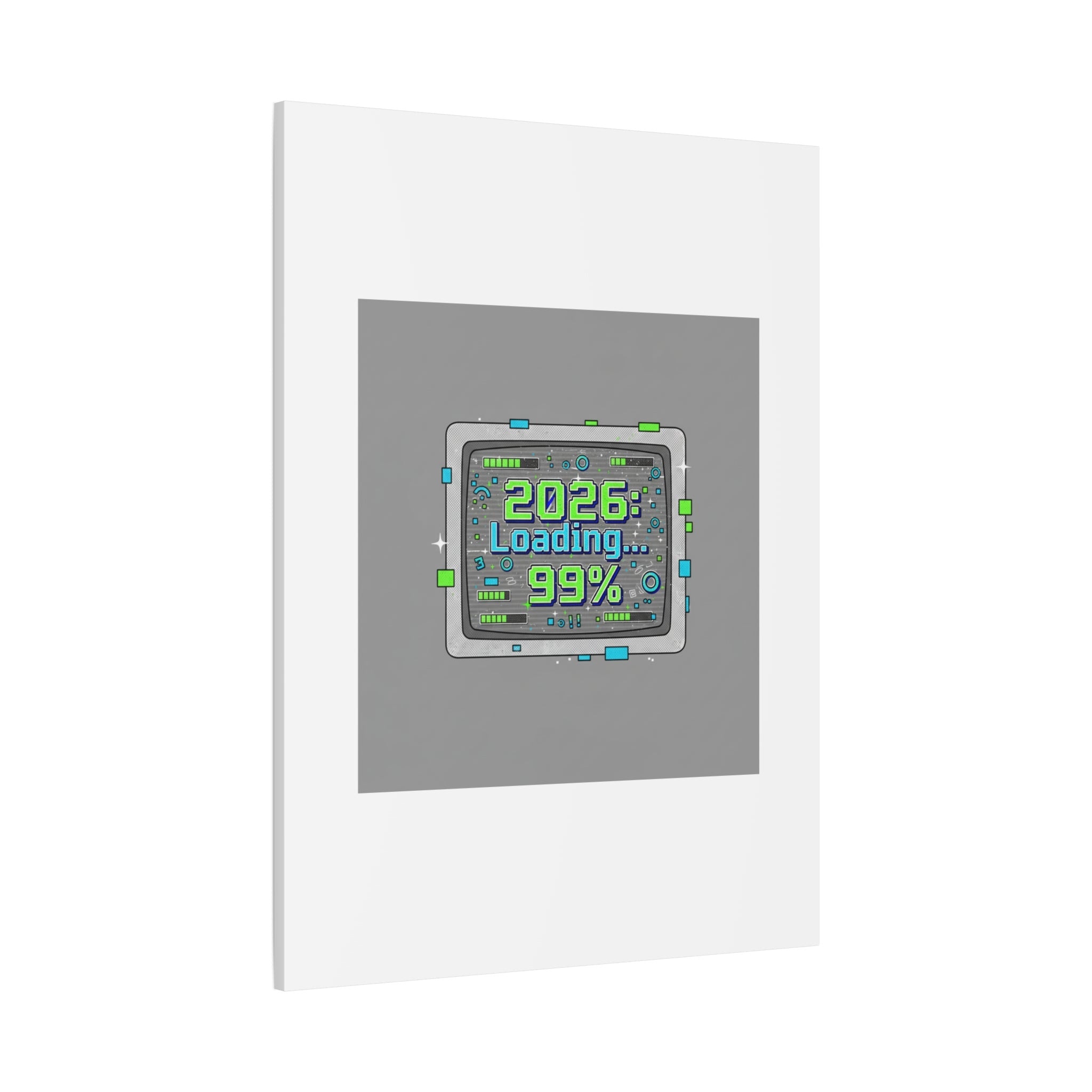 2026 Loading 99% Canvas | NYE countdown, retro system interface