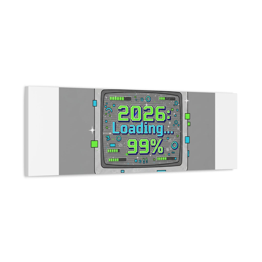 2026 Loading 99% Canvas | NYE countdown, retro system interface