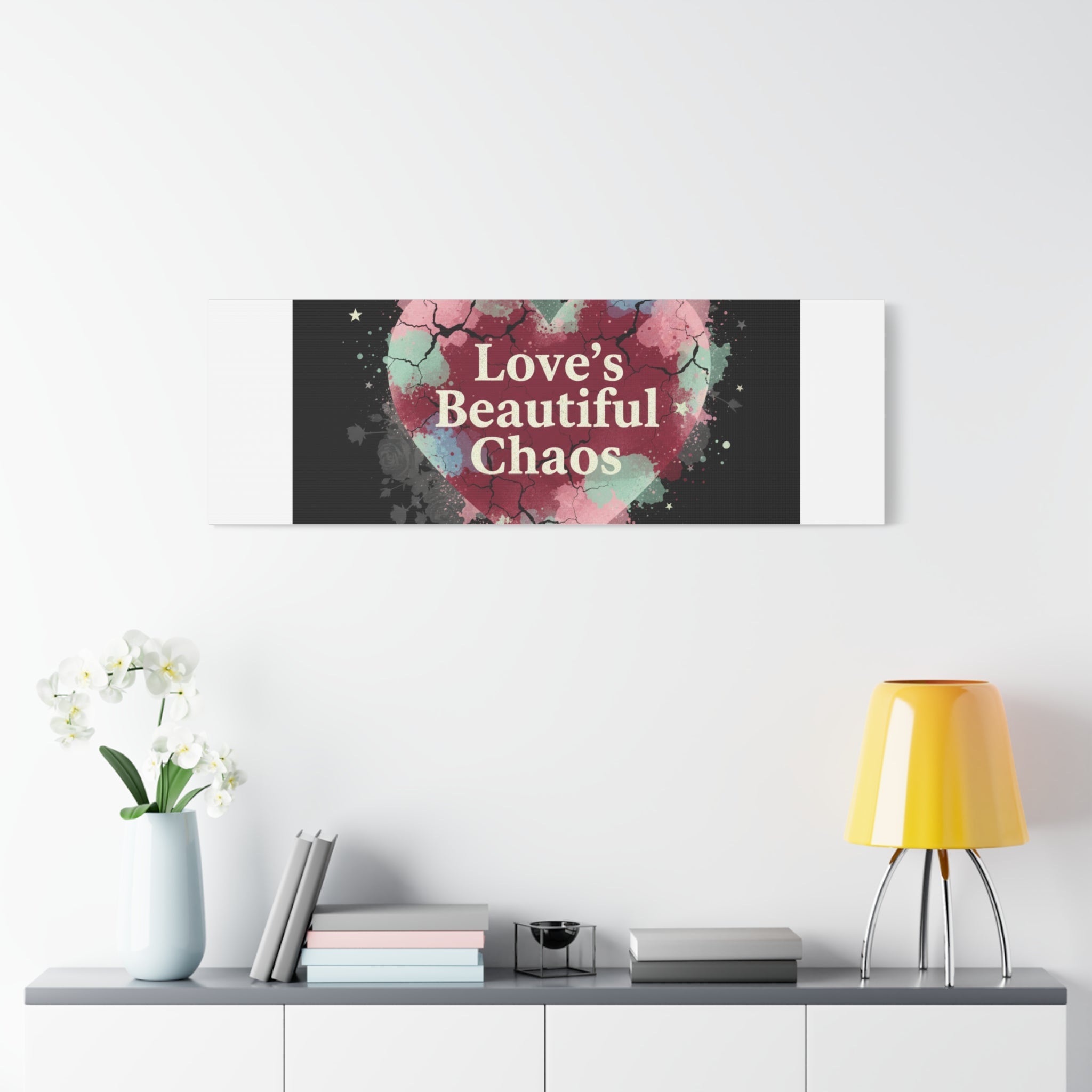 Love's Beautiful Chaos Canvas Print | Soft Grunge Hearts, Distressed Heart Art