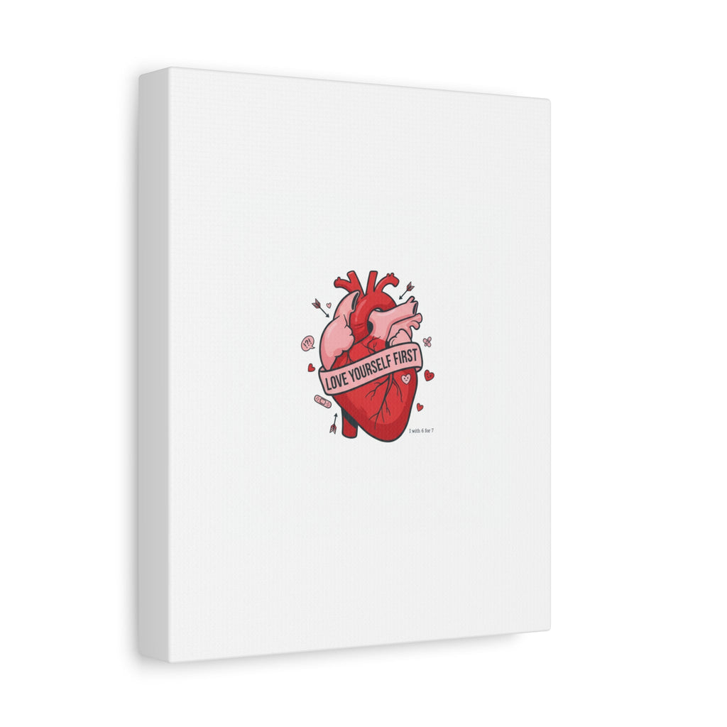 Love Yourself First Canvas, Hearts-with-a-Twist, Anti-Valentine Art