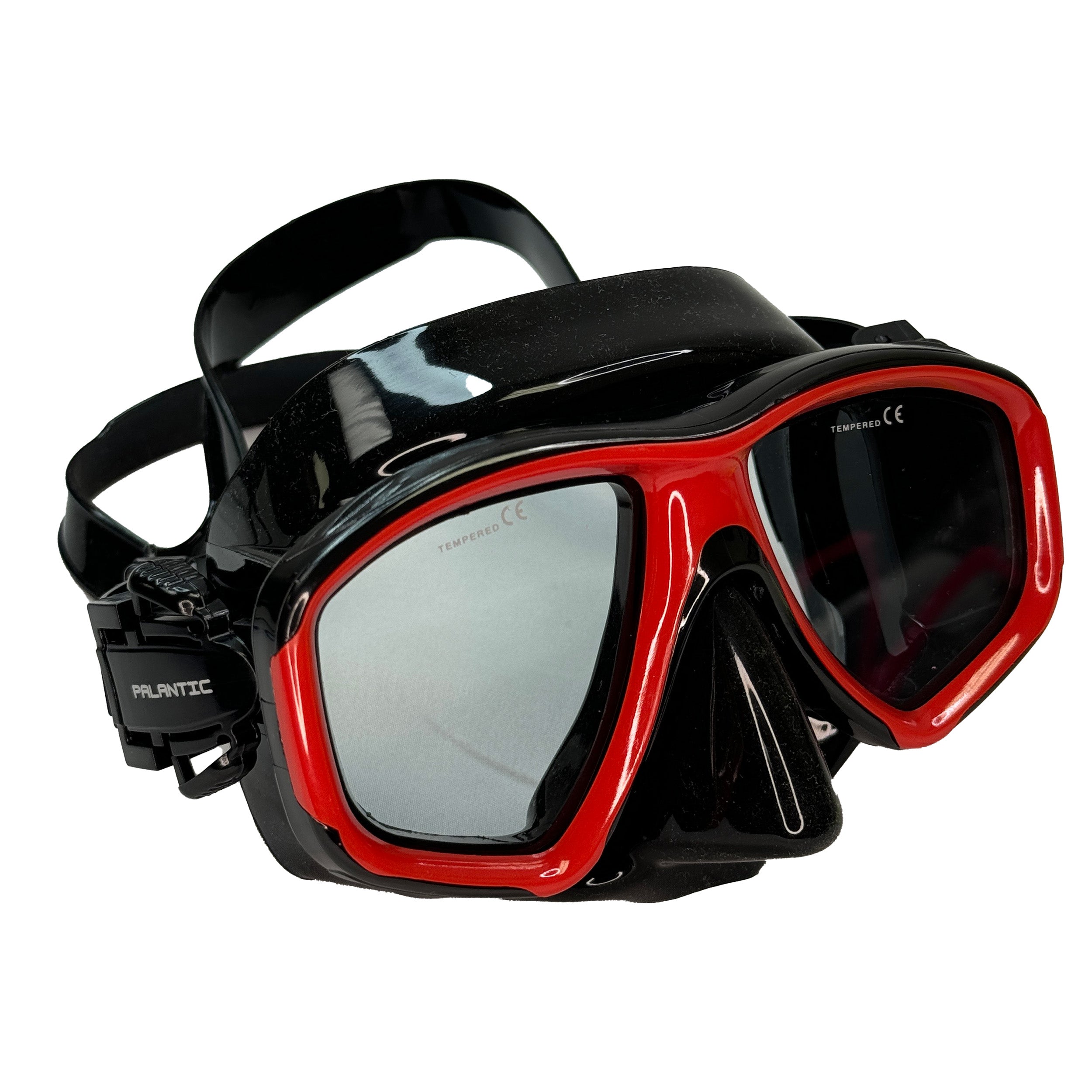 Palantic M36 Solid Red/Black Silicone RX Farsighted Gauge Reader Lenses Dive/Snorkeling Mask