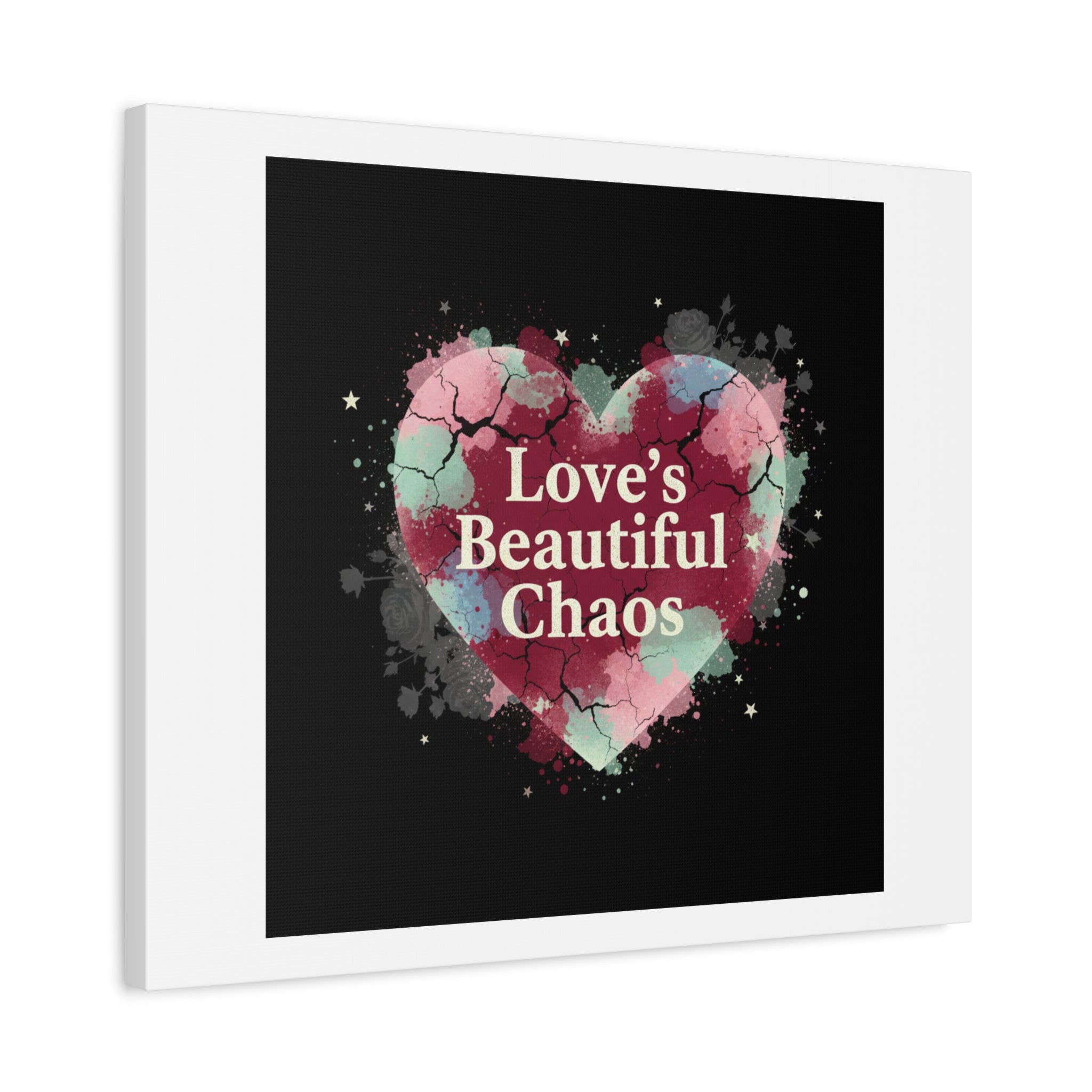Love's Beautiful Chaos Canvas Print | Soft Grunge Hearts, Distressed Heart Art