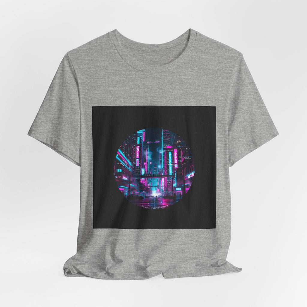 Neon Cyberpunk Skyline Tee | synthwave skyline, future city art