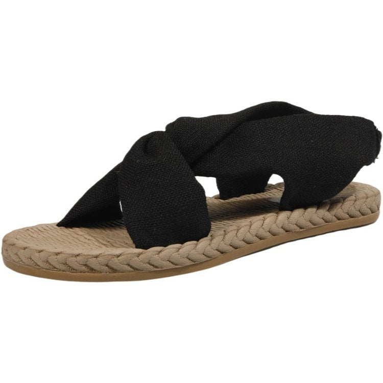 Elastic Band Cross Flat Women's Shoes