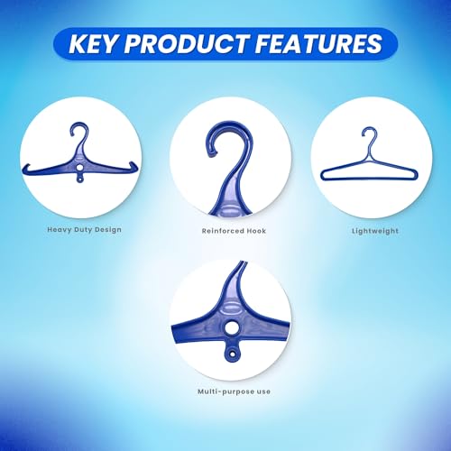 Scuba Choice Wetsuit & Drysuit Hanger Bundle (Blue) – Heavy-Duty Wide-Shoulder Hanger + Anti-Slip DIN Thread Hanger for BCD, Wetsuits & Scuba Gear Storage, Drying & Organization