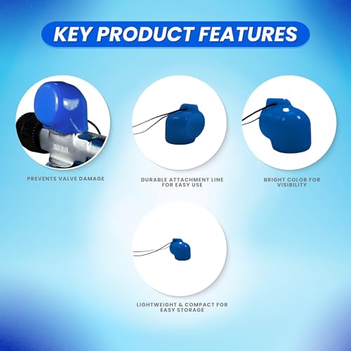 Scuba Choice Diving Tank Valve Cap Protector 3-Pack, Durable & Impact-Resistant, Fits Standard Sizes, Protects Valves from Dirt & Damage, Compact & Lightweight (Blue)