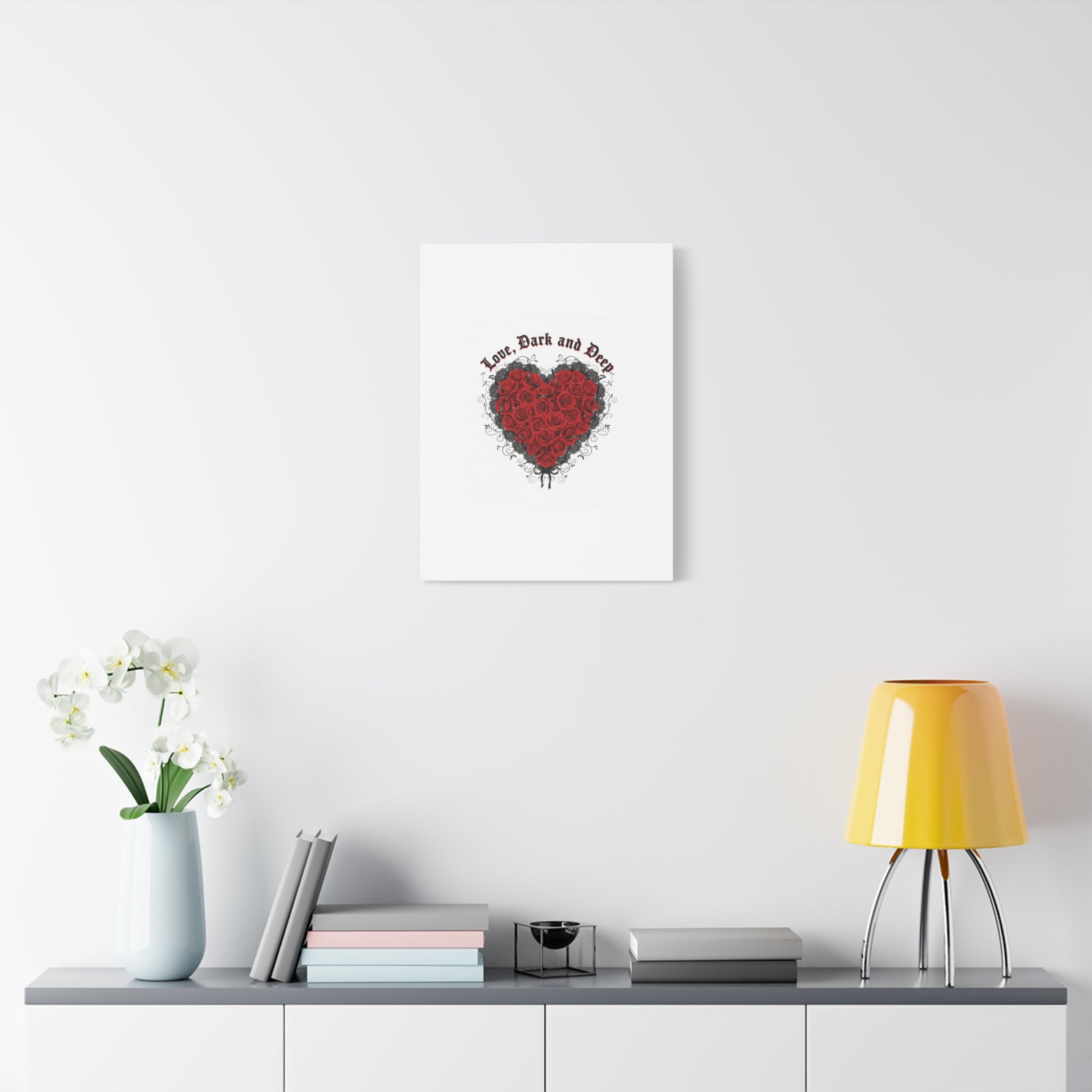 Love Dark and Deep Heart Canvas, Nu Romantic Gothic Romance, 80s Nostalgia