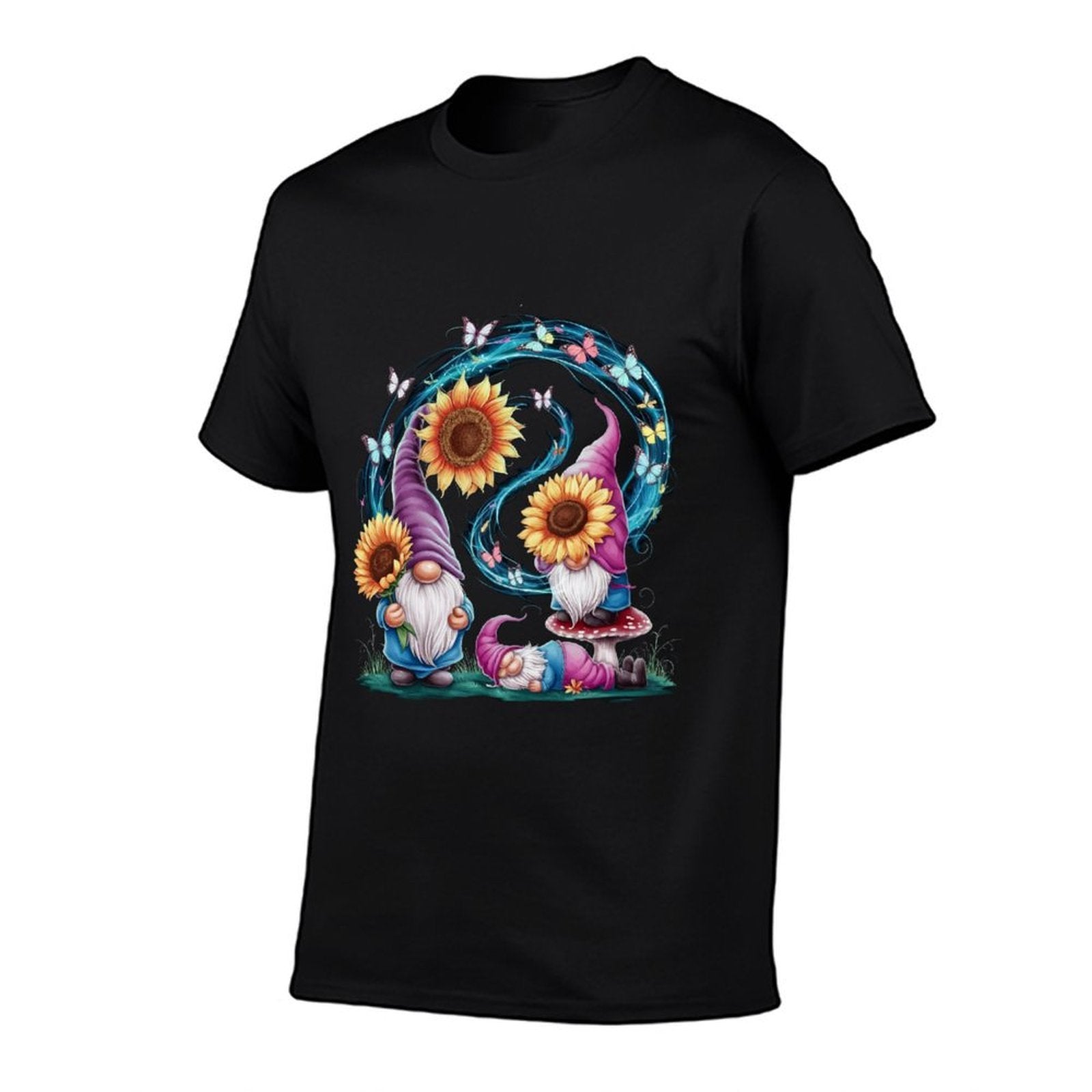 Cute Gnomes Sunflower With Butterfly Flower Sunflower Field  Classic T-Shirt