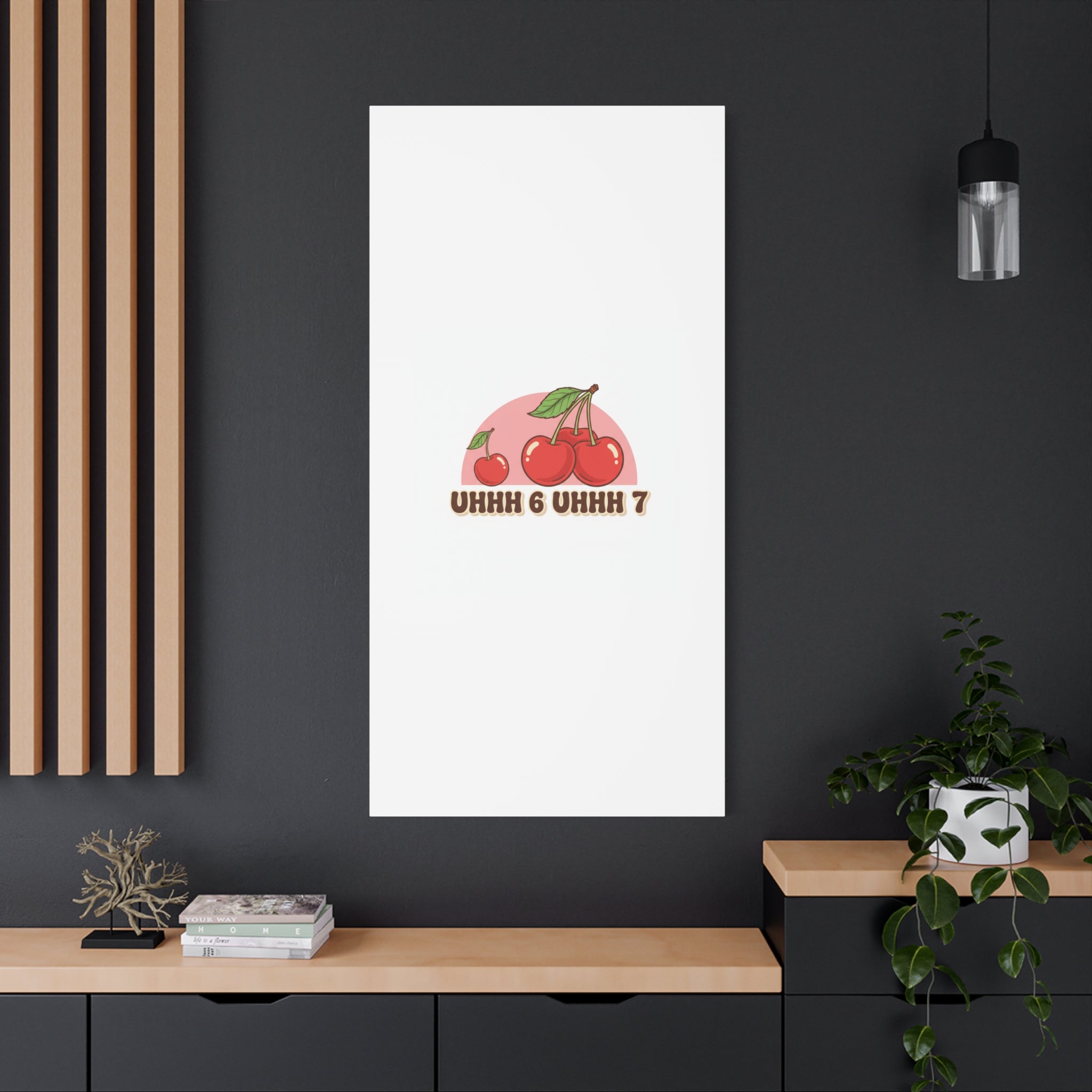 Six Severn Cherry Retro Graphic Canvas | kawaii fruit print, vintage cherry design