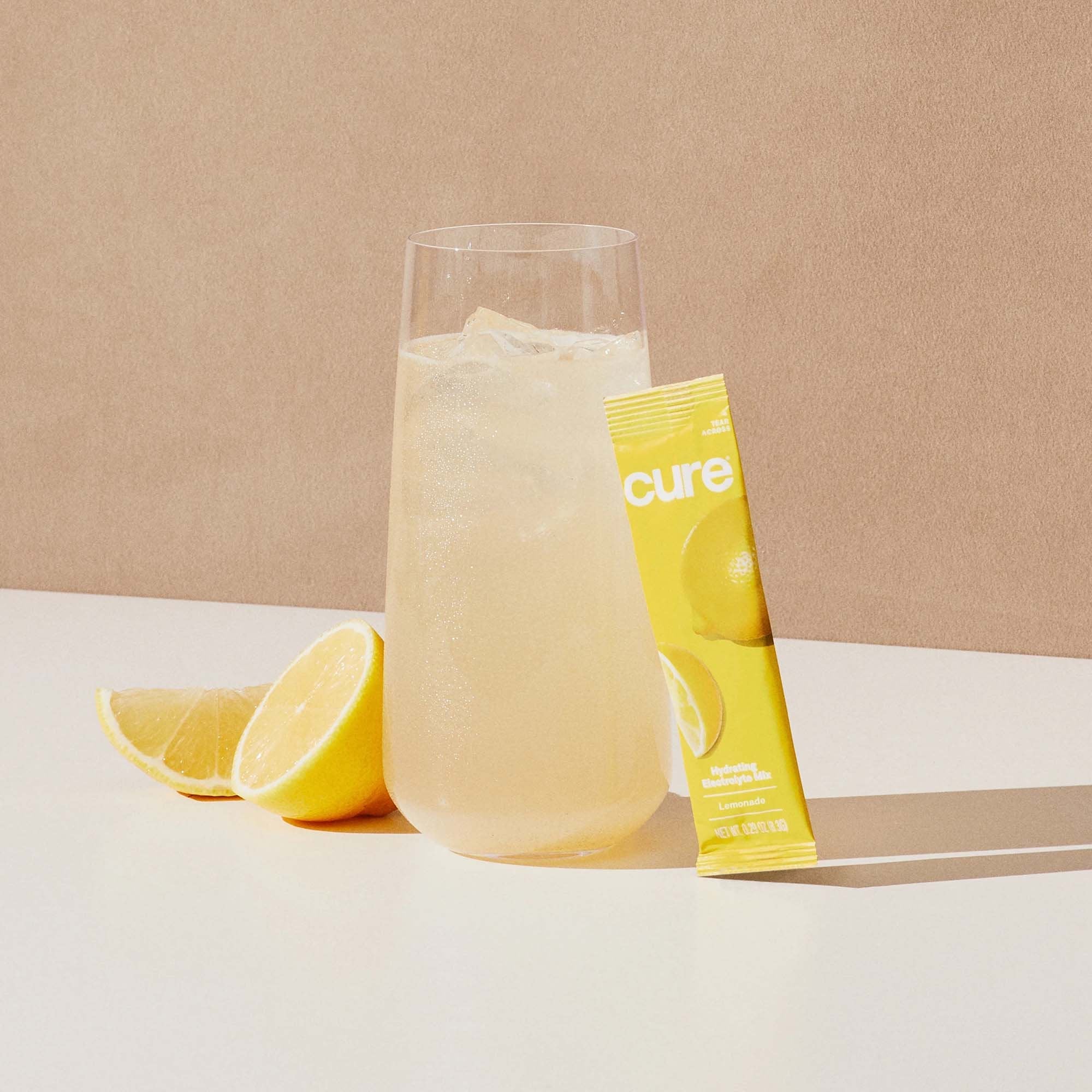 Cure Electrolyte Drink Mix made with Coconut Water, Lemonade, 7.7-gram Packets HM1001
