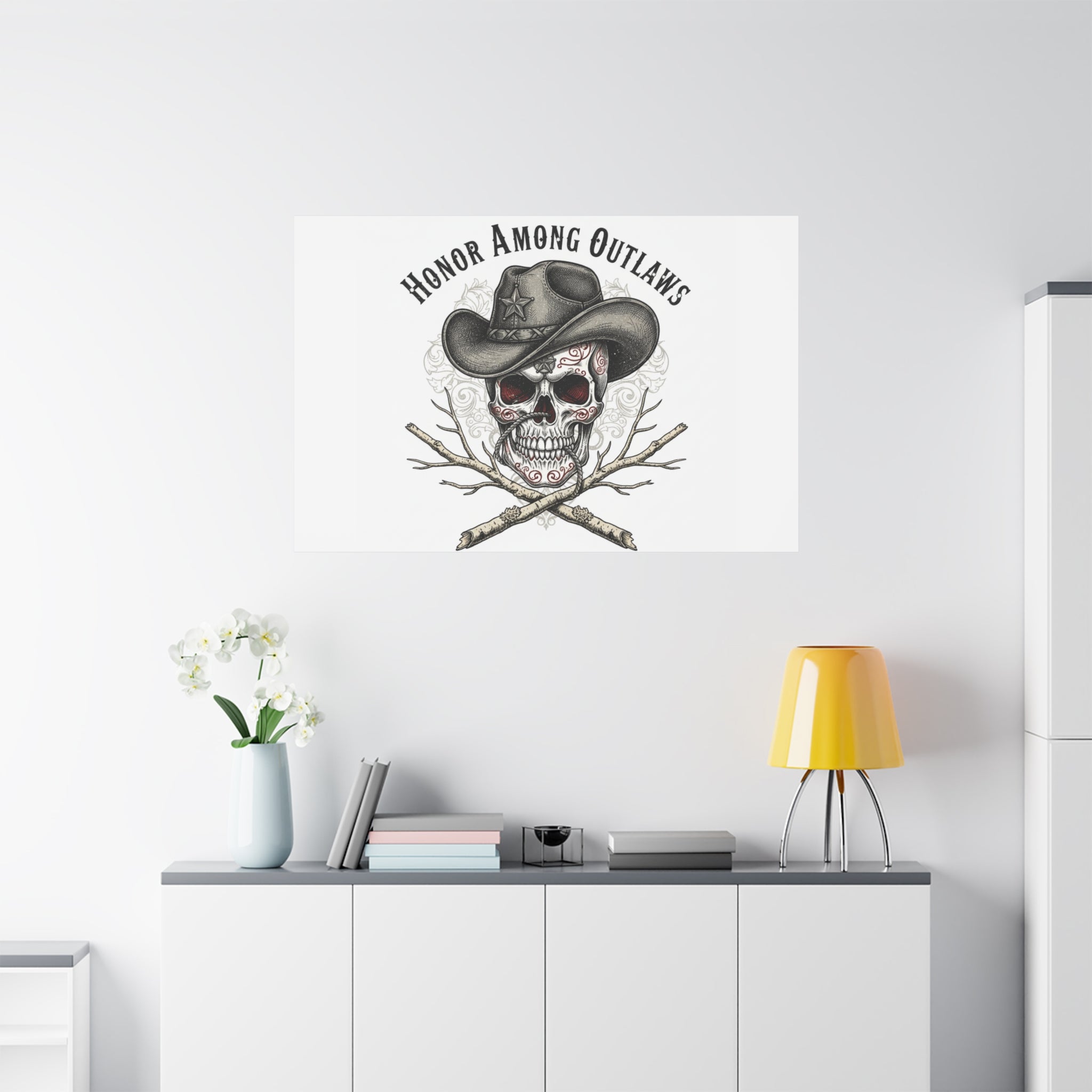 Honor Among Outlaws Canvas | Western Skull Art, Gothic Americana Desert Noir