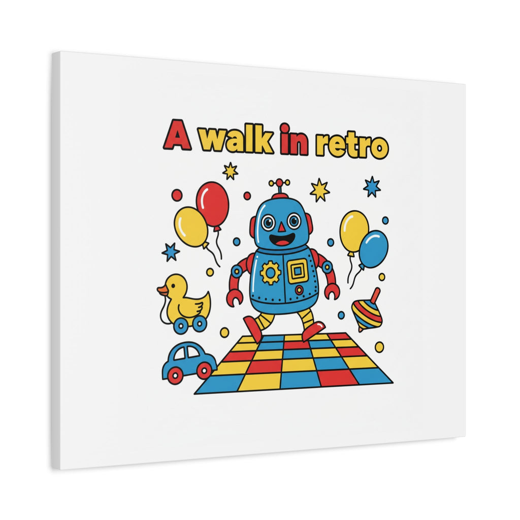 Retro Toy Robot Canvas | Throwback Kid, Primary Color Nostalgia