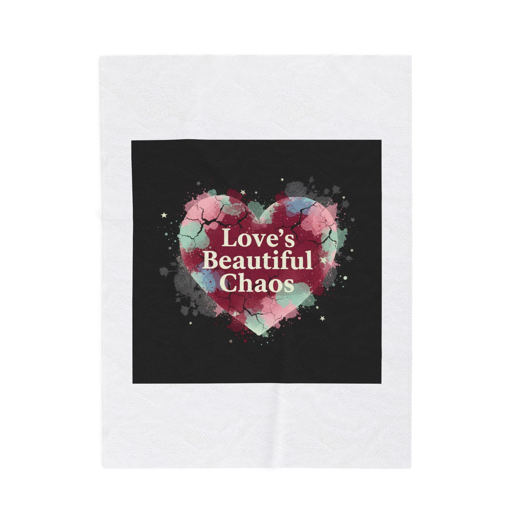 Love's Beautiful Chaos Velveteen Blanket | Soft Grunge Hearts, Distressed Heart Collage