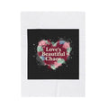 Love's Beautiful Chaos Velveteen Blanket | Soft Grunge Hearts, Distressed Heart Collage