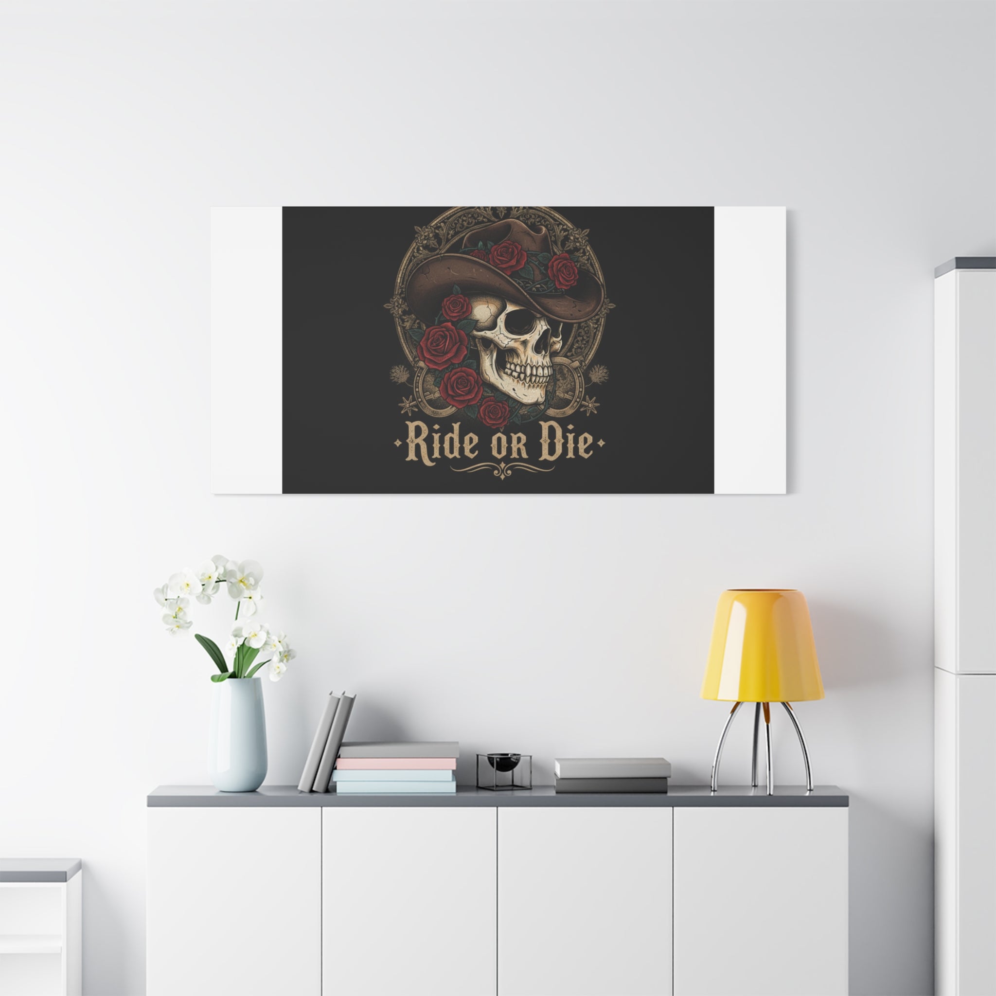 Ride or Die Skull Canvas | Western Skull Art, Gothic Americana
