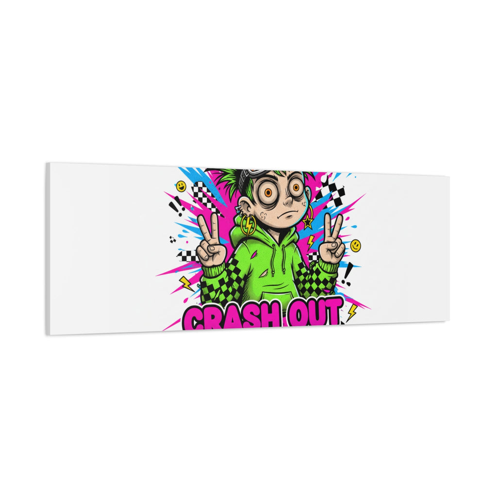 Crash Out With a Smile Canvas Print | Neon Skate Graffiti, Meme Meltdown Art