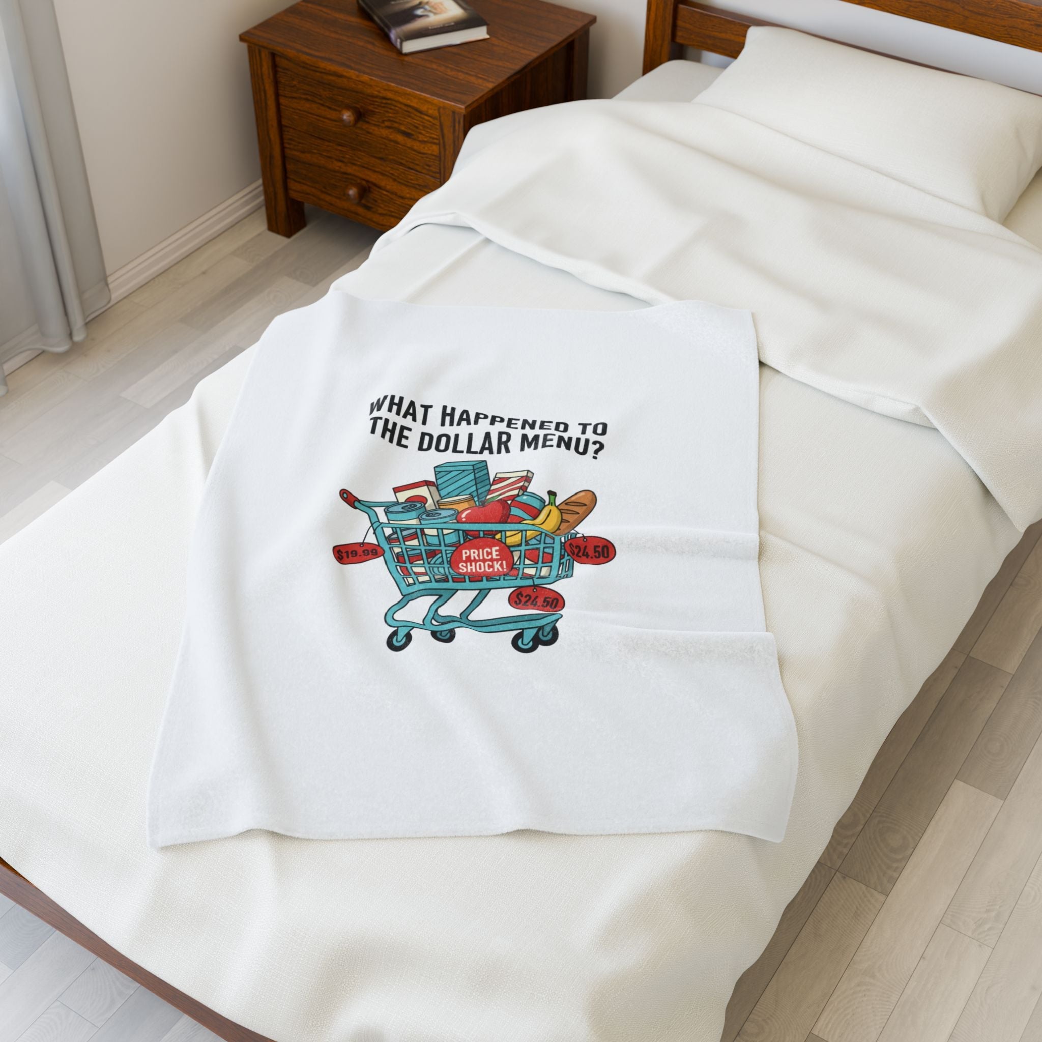 What Happened to the Dollar Menu? Velveteen Plush Blanket | Grocery Prices Meme, Budget Humor