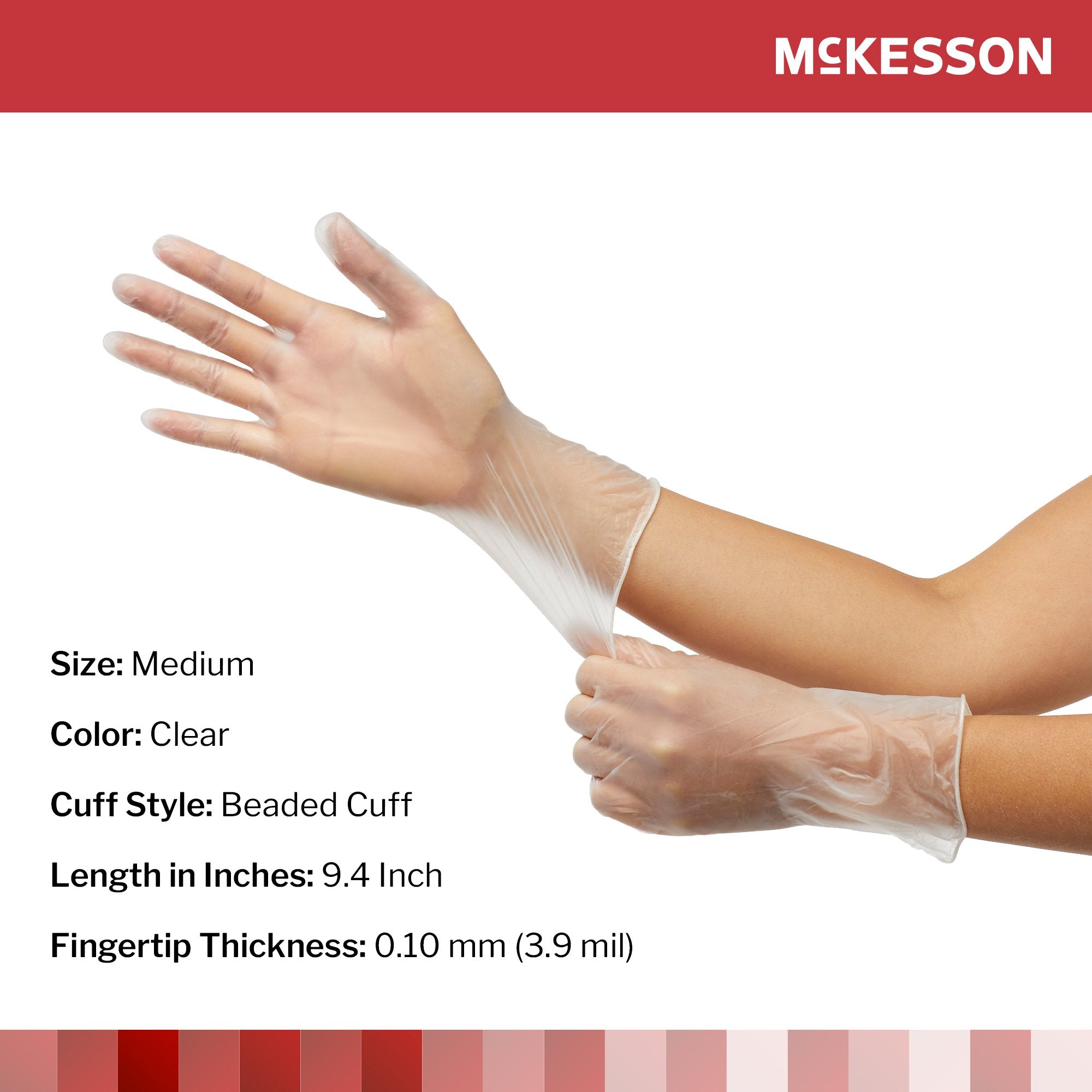 McKesson Vinyl Exam Glove, Medium, Clear 14-136