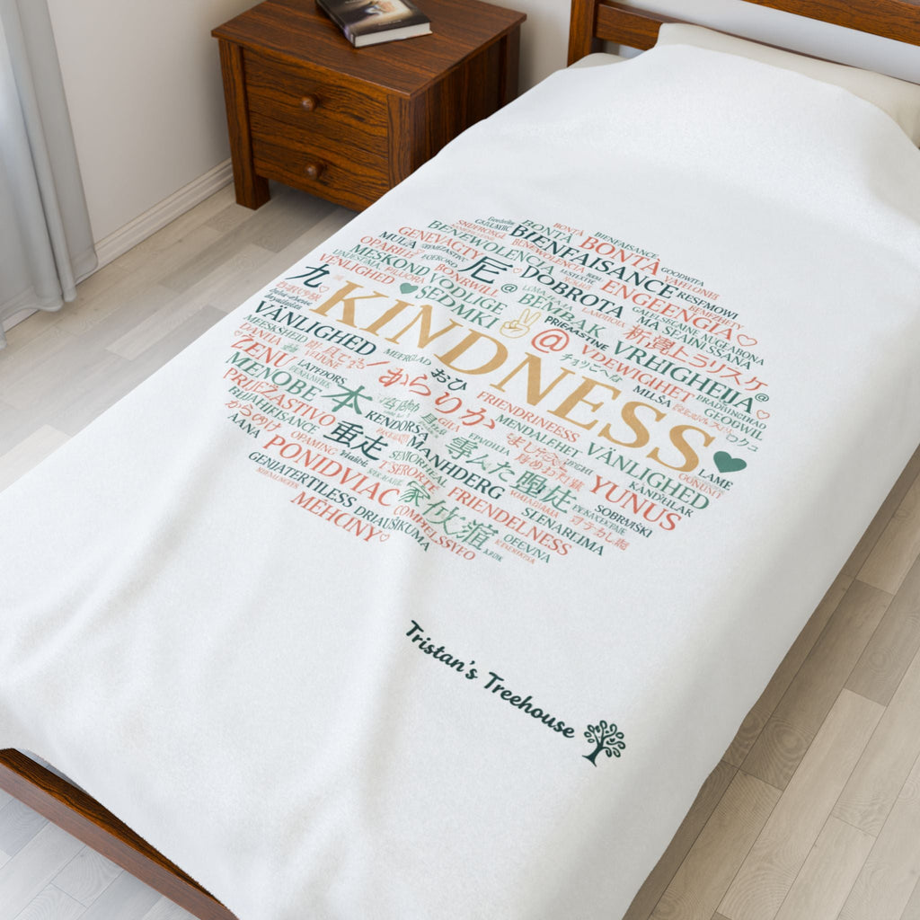 Kindness Word Cloud Blanket | Fresh-Start Minimalism, Neutral Throw